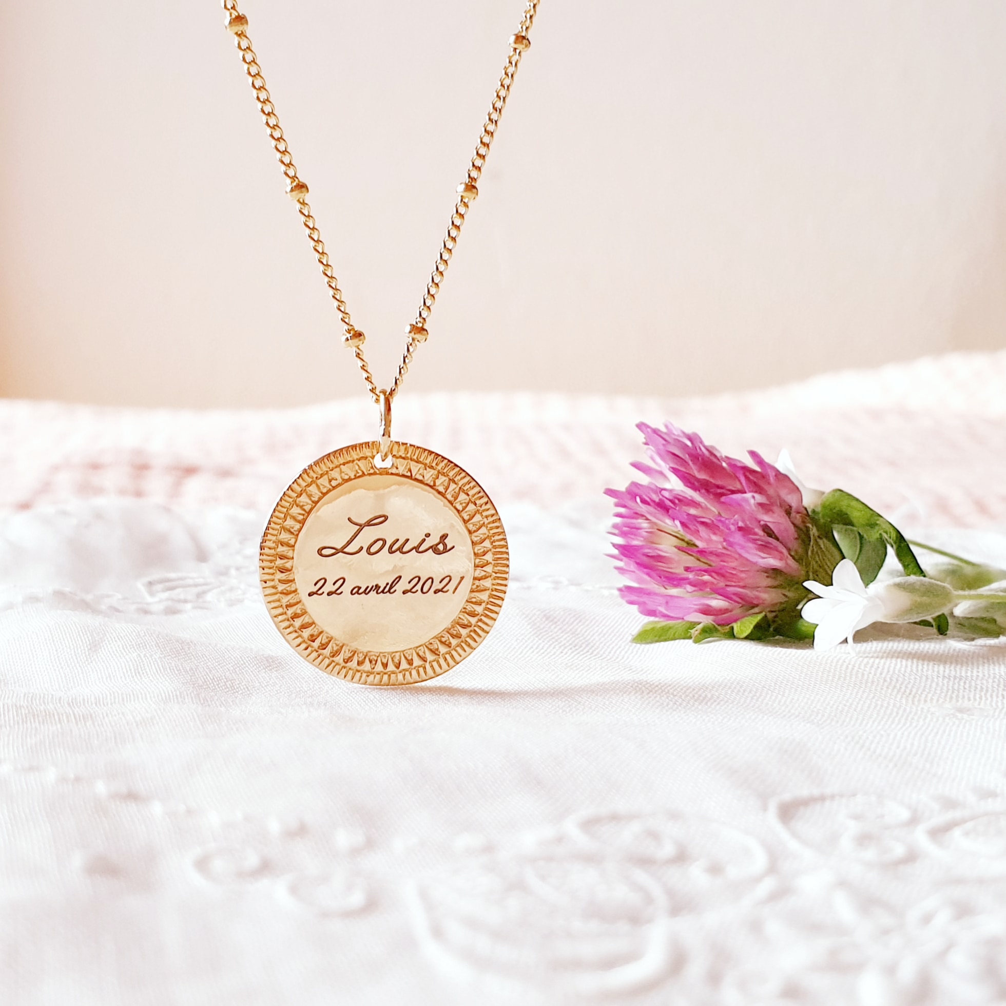 medaille gravee prenom naissance