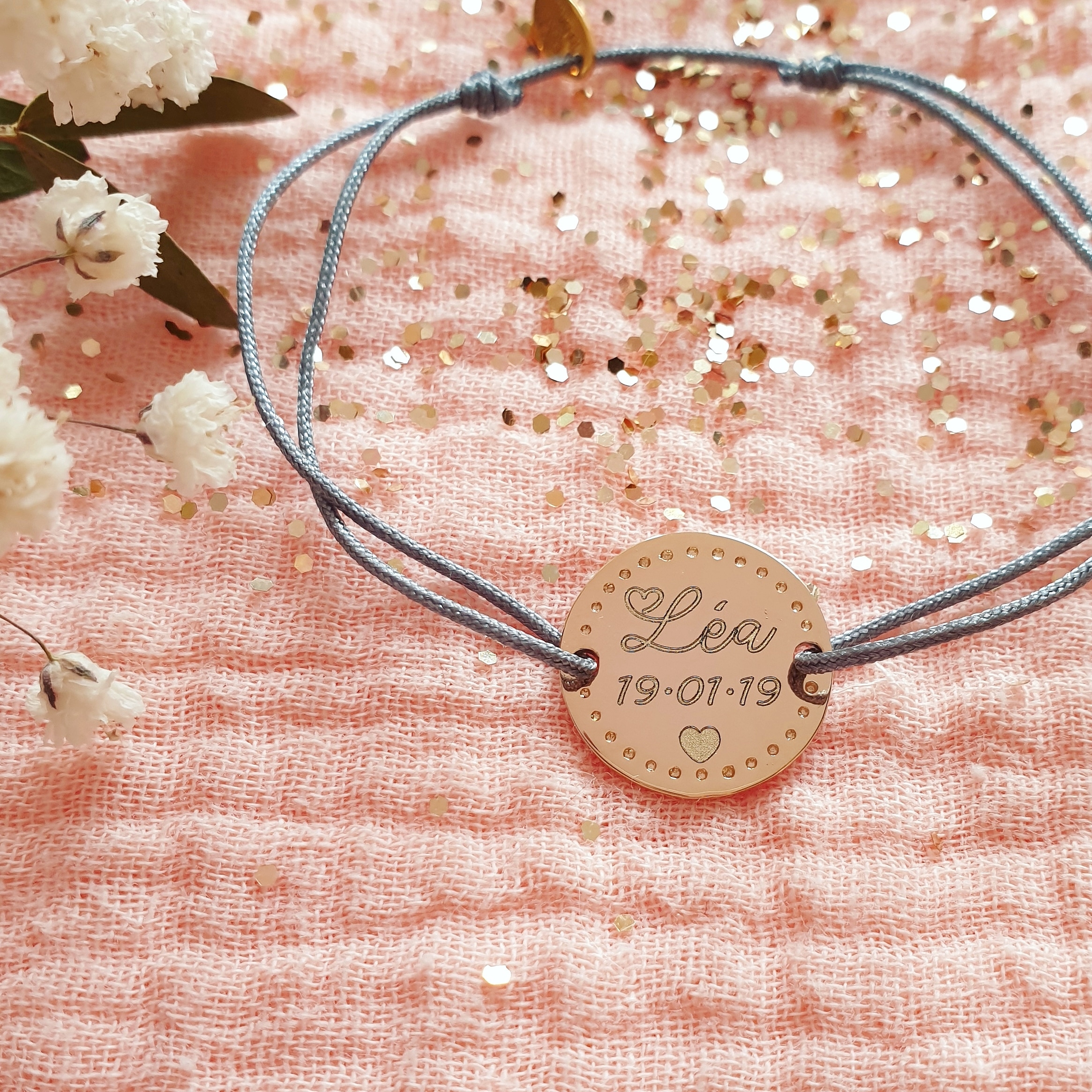 bracelet cordon femme prenom