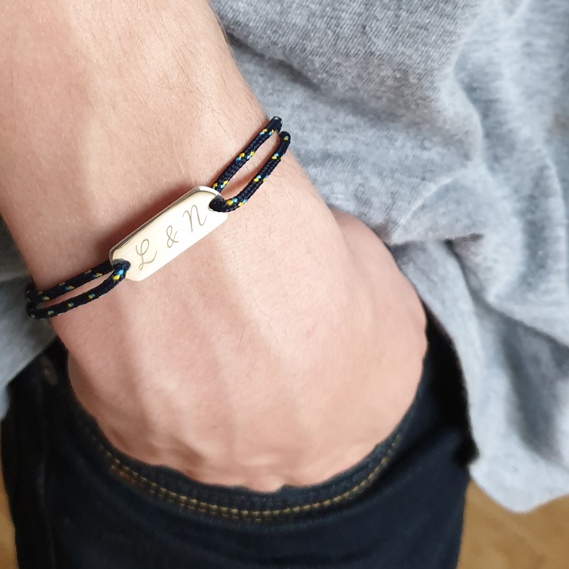 cadeau personnalise homme bracelet argent cordon marin