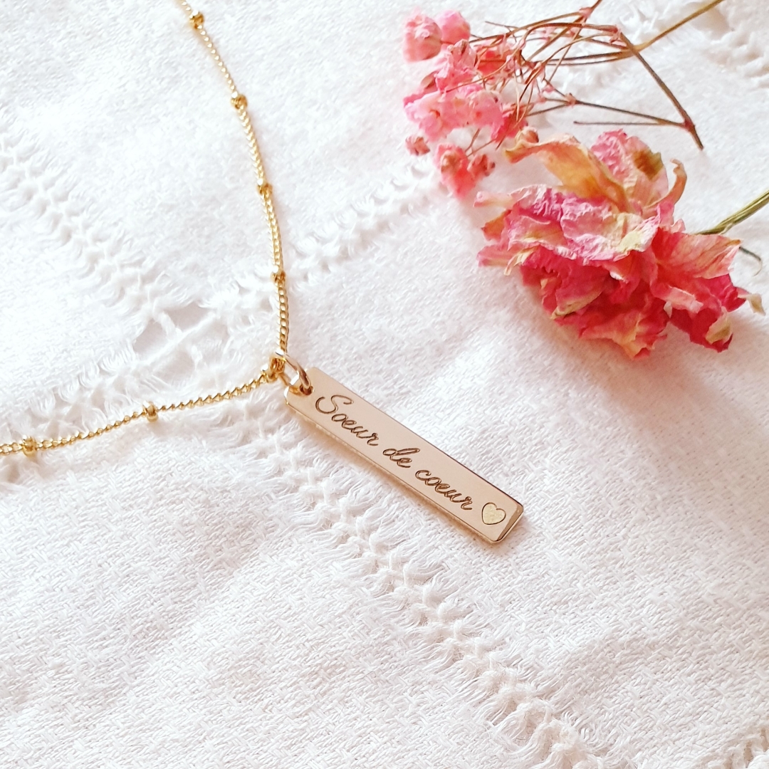 collier barre amie amitie soeur de coeur