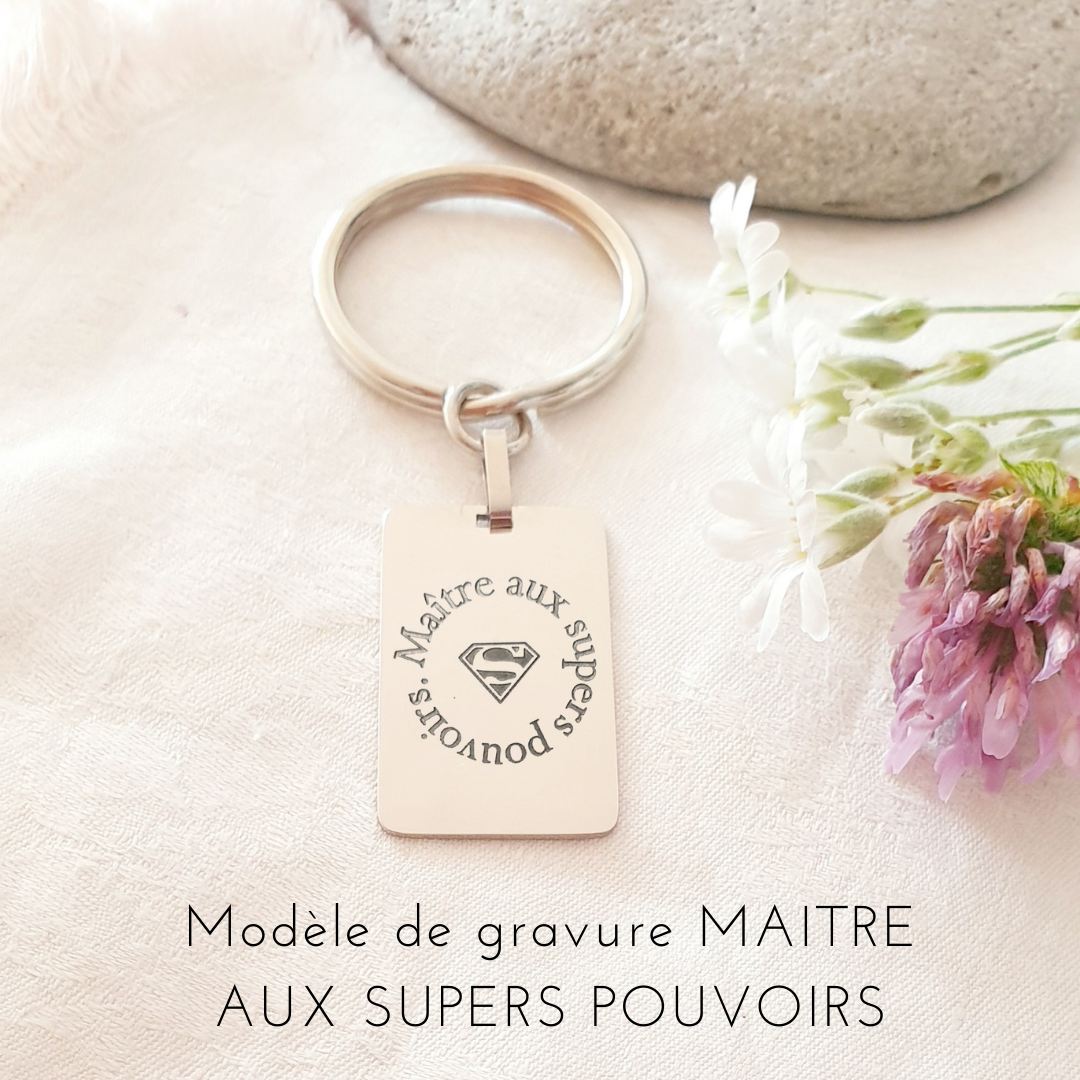 modele gravure maitre aux supers pouvoirs porte cles personnalise
