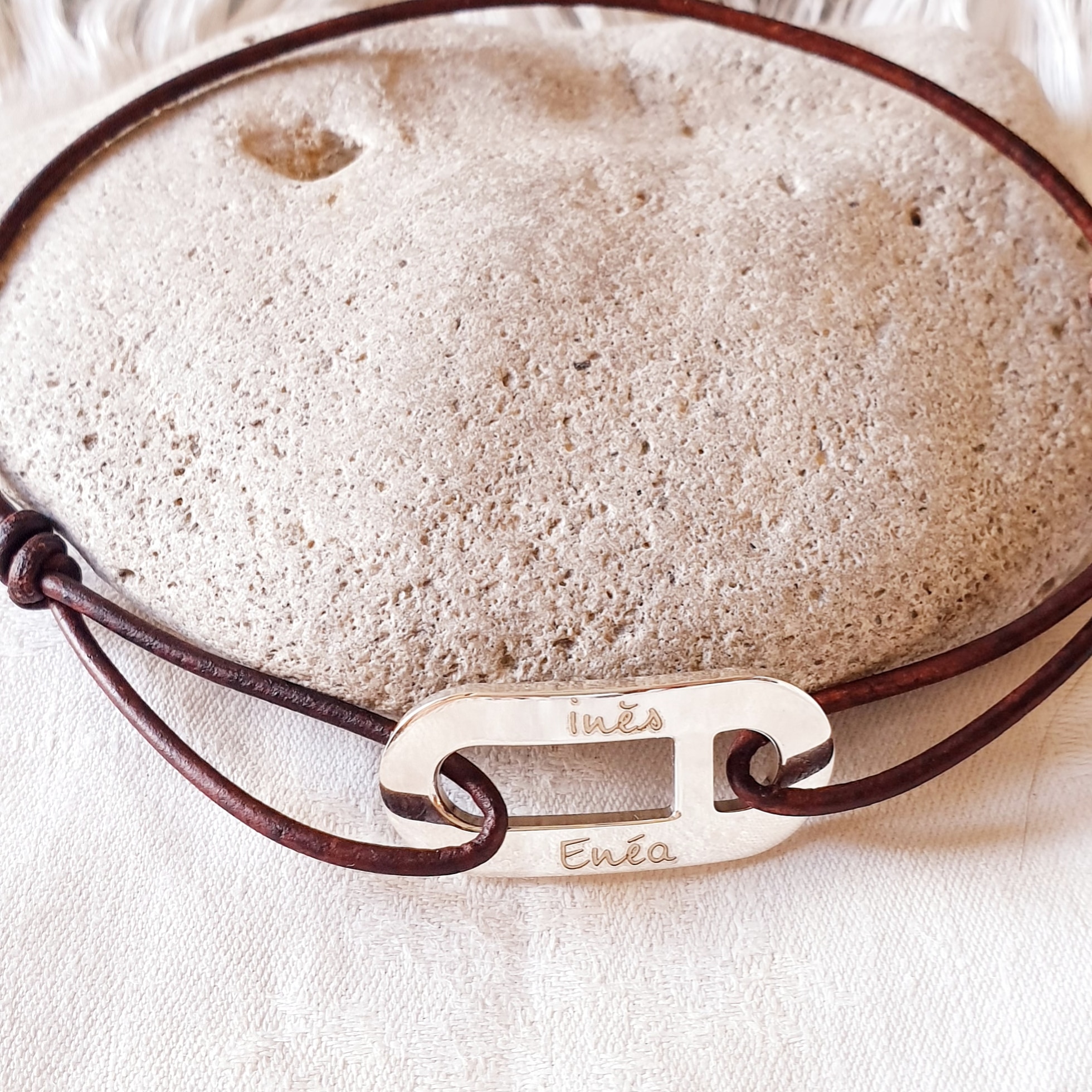 bracelet cordon cuir veritable prenom