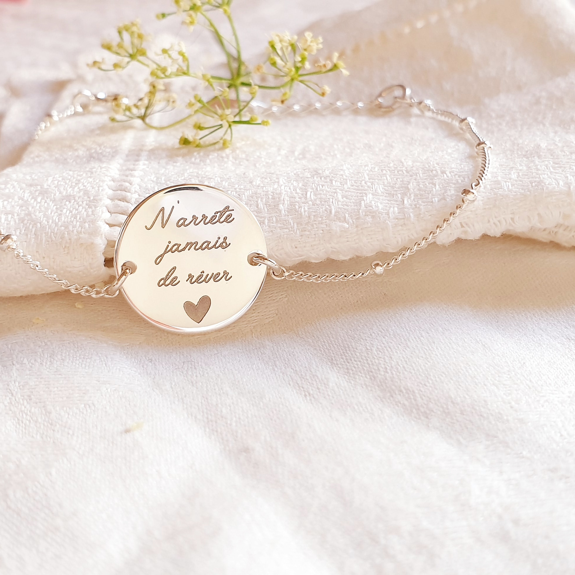 bracelet personnalise message rever coeur adoree fille