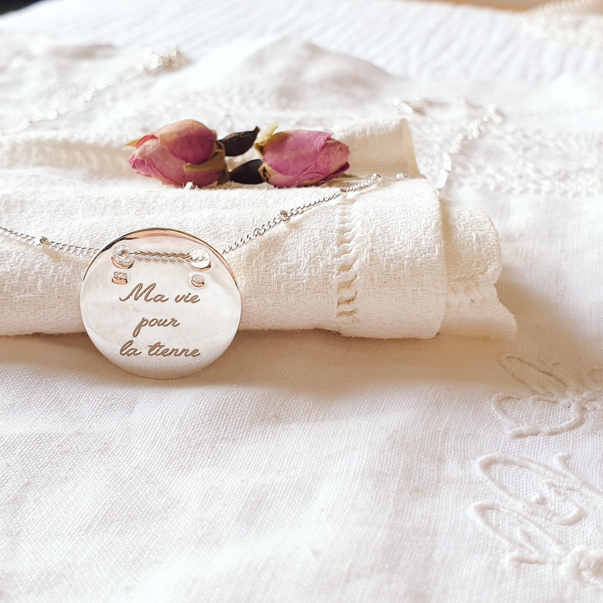 collier argent personnalisable desiree fille message