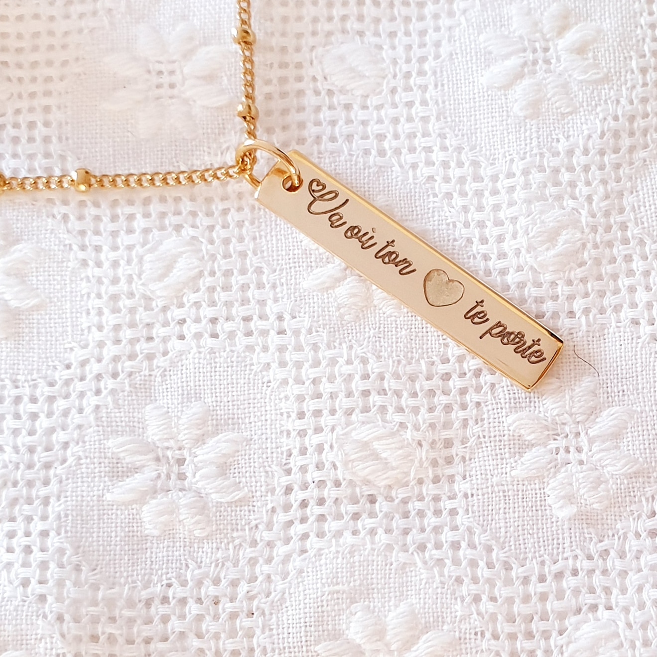 collier barre message amour