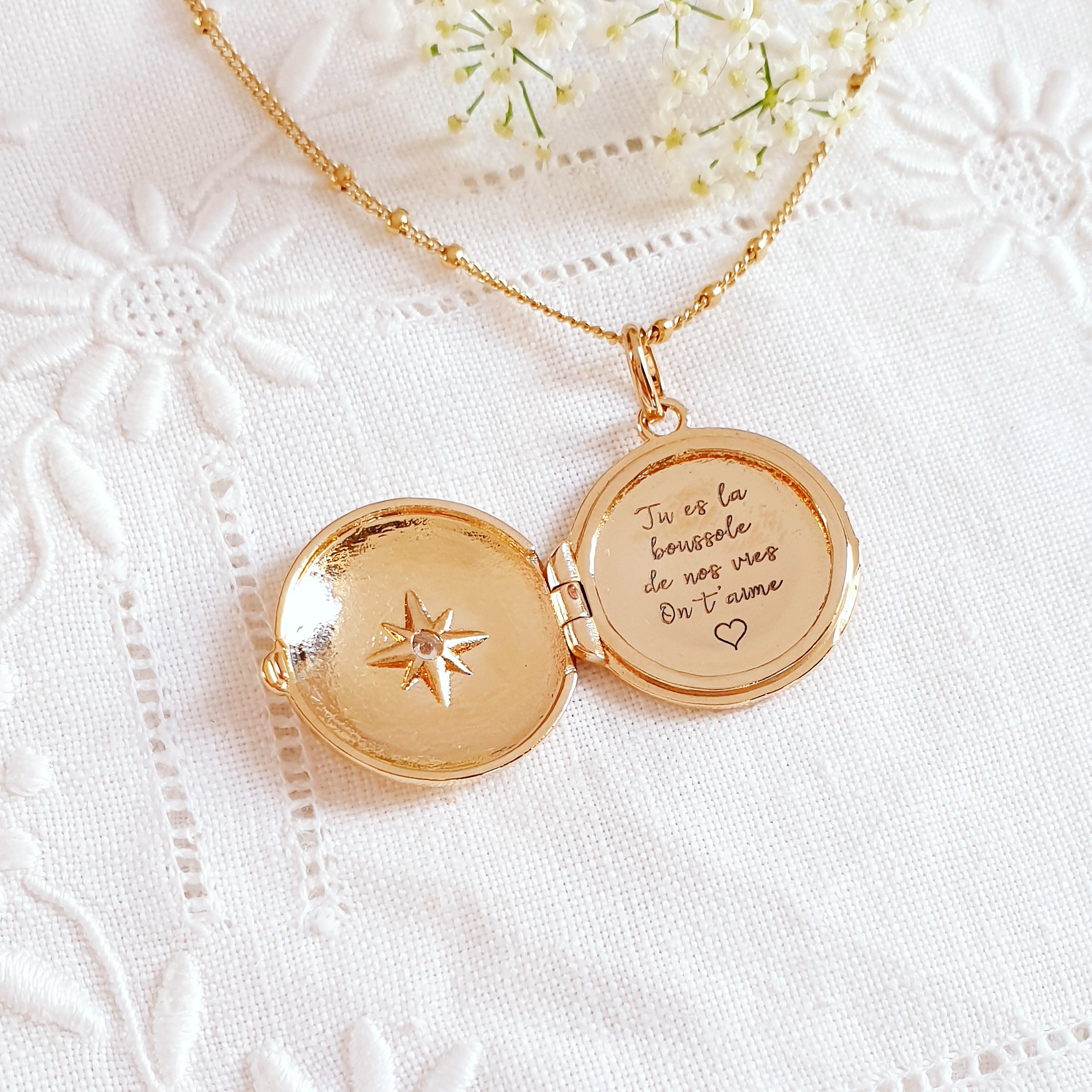 collier etoile secret message maman boussole coeur