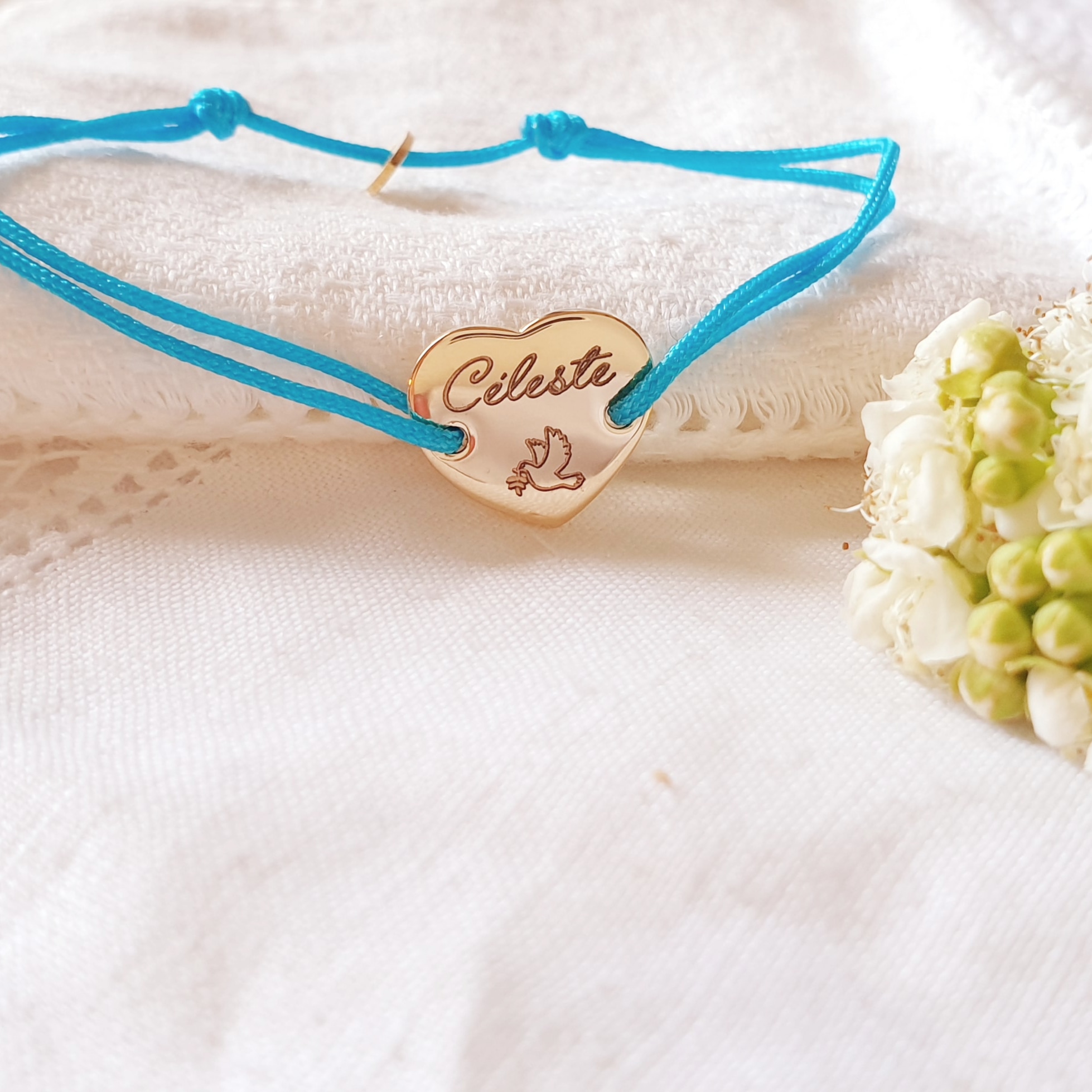 cadeau pour fille bracelet coeur gravable