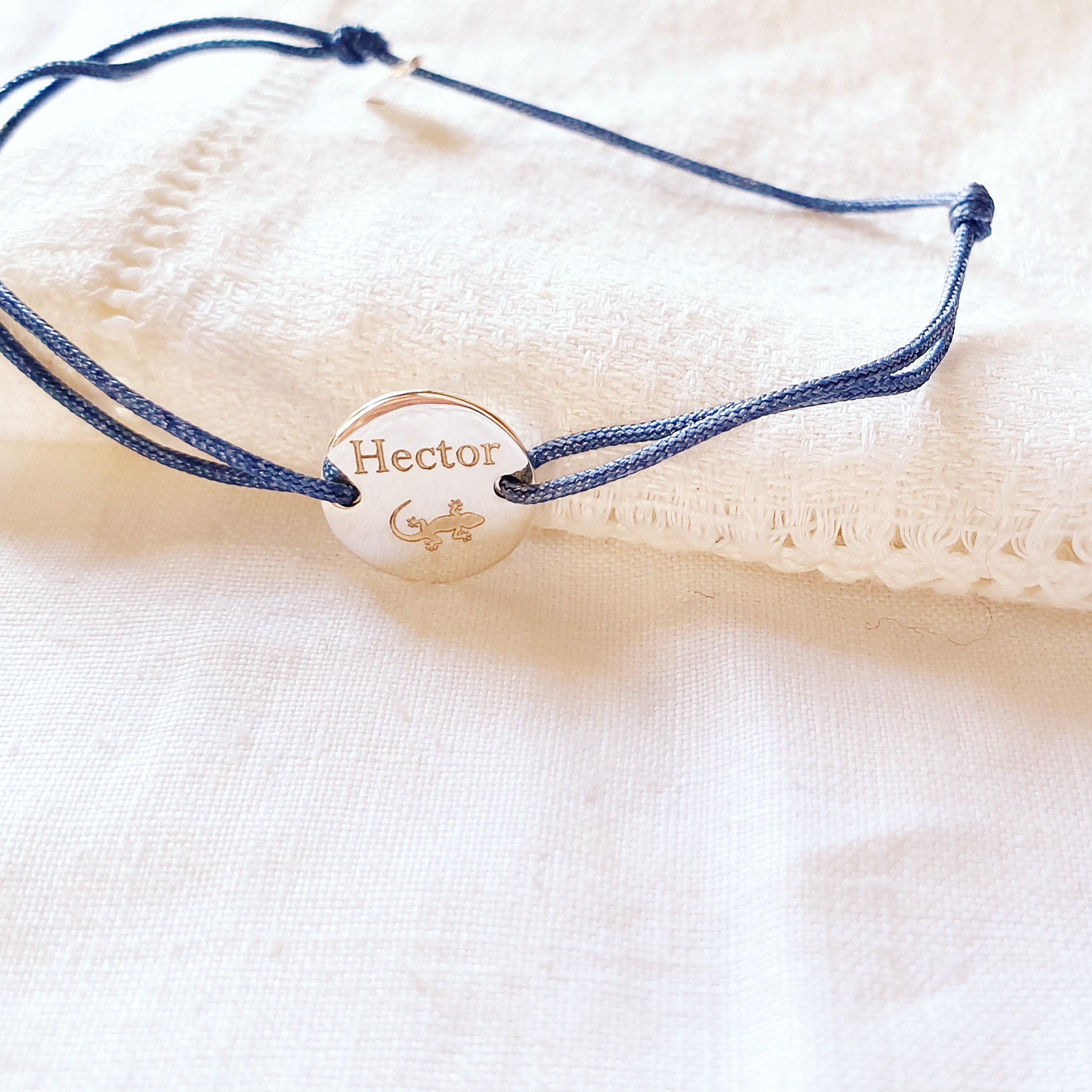 bracelet cordon garcon dessin lezard petite adoree