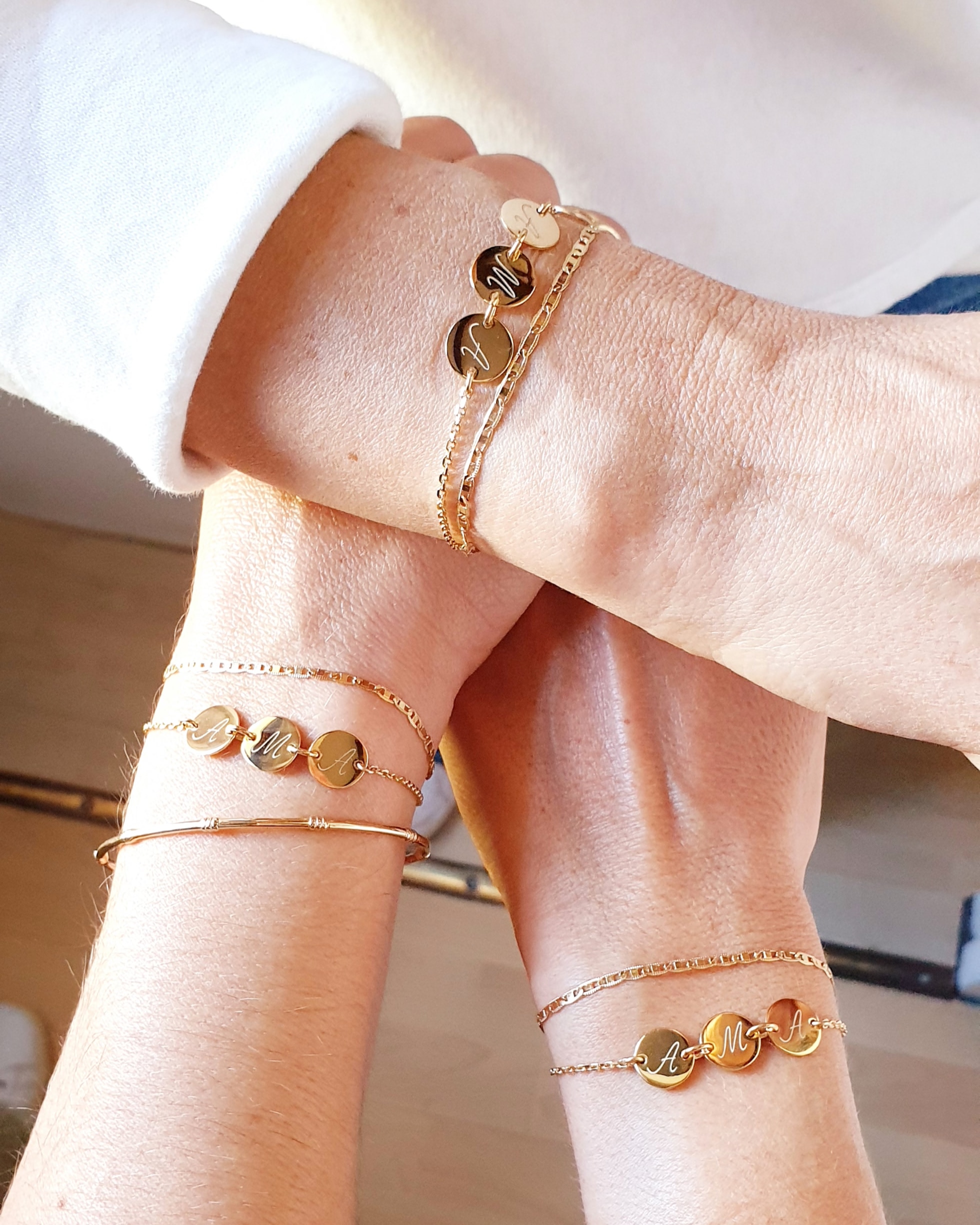 bracelets amitie chaine en plaque or pour amies copines