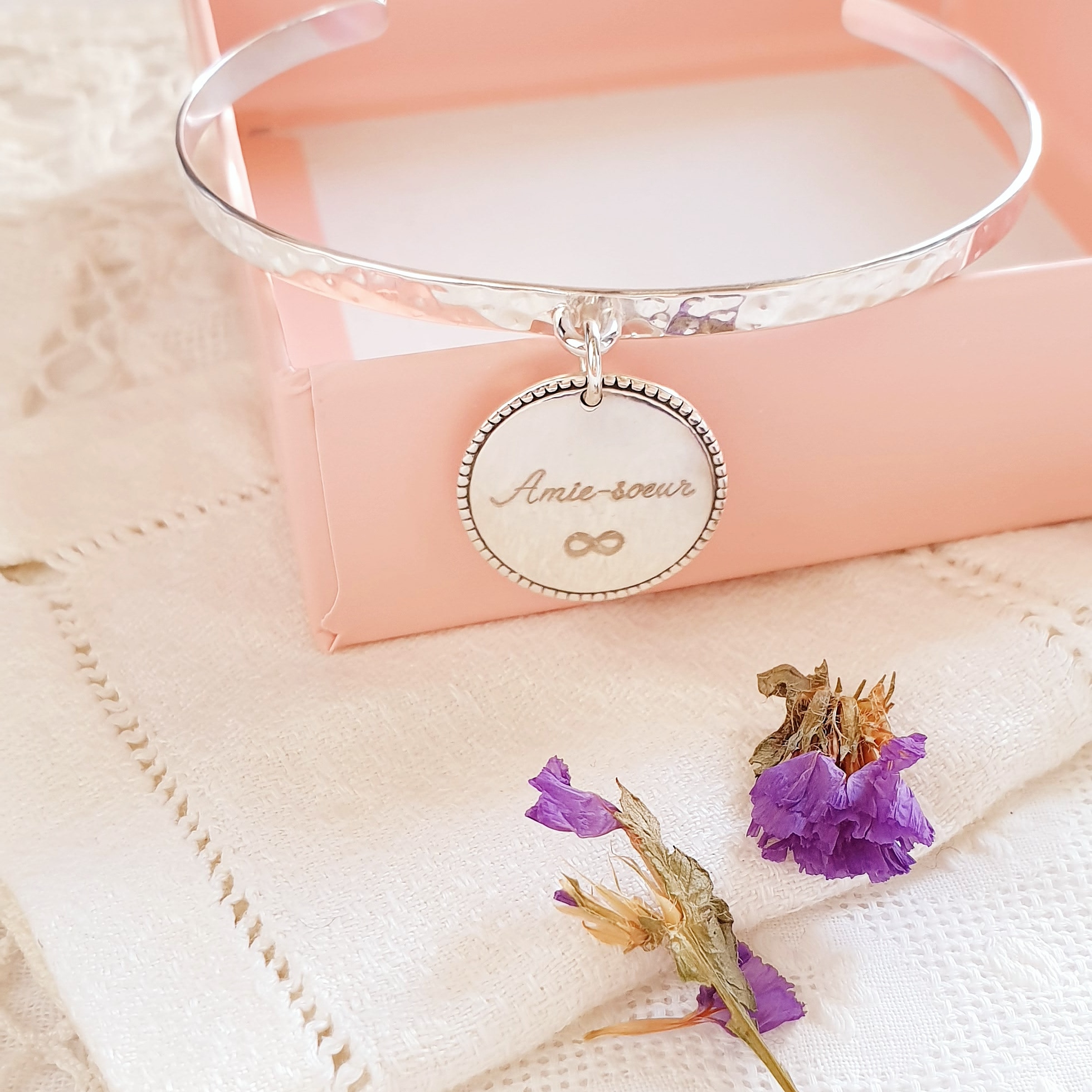 bracelet jonc en argent amie soeur