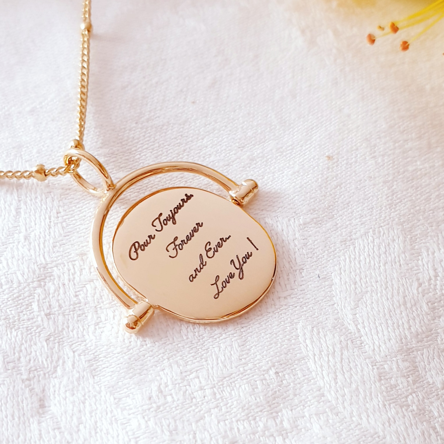 collier reversible a graver femme