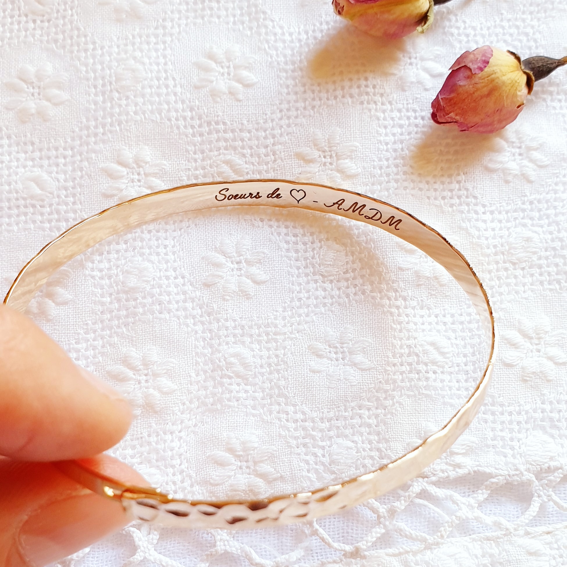 bijou jonc personnalisable soeur amie initiales 