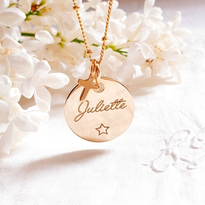 collier croix bapteme communion personnalisable