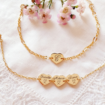 bracelet medaille coeur personnalisable maman