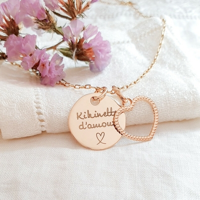 collier coeur grave