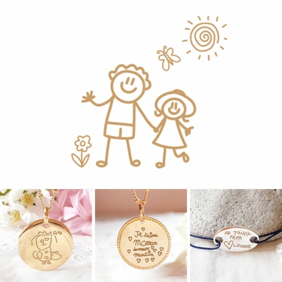 bijou personnalise dessin d'enfant grave