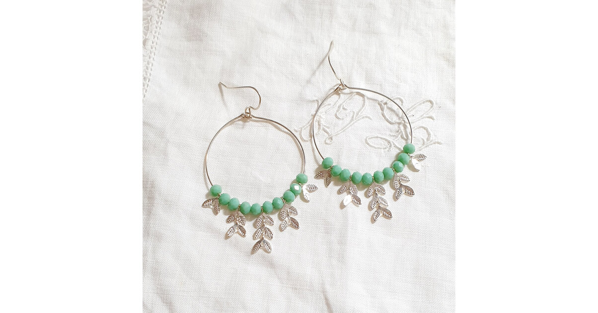 Boucles D'oreilles Argent Massif Avec Perles Multicolores - Pendantes Occasion