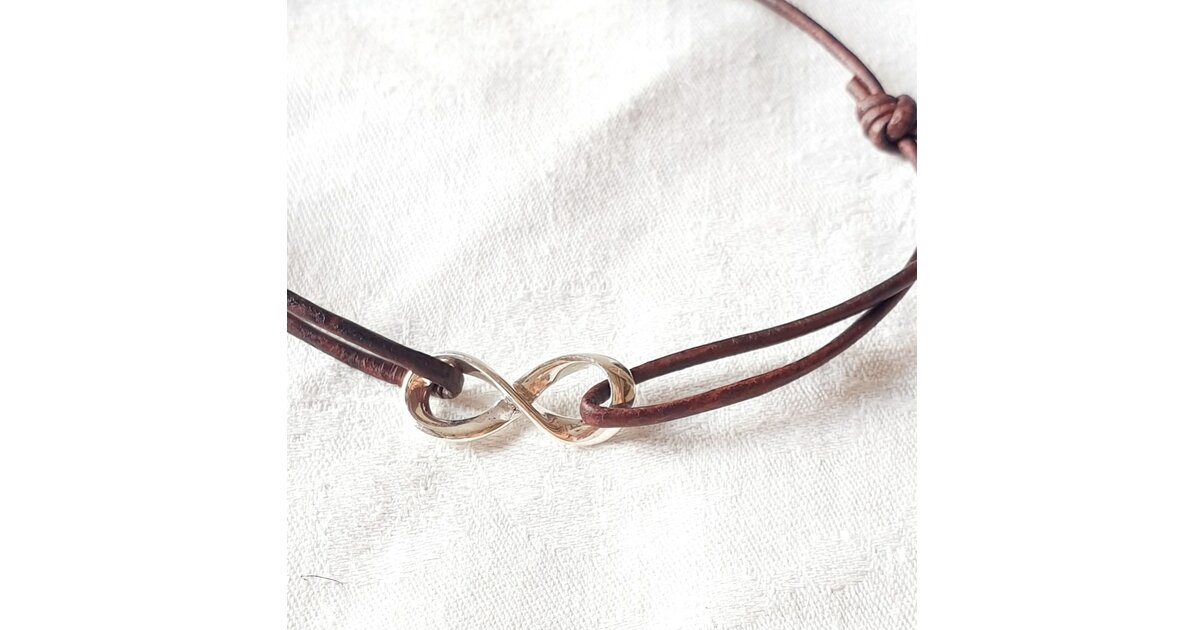 Bracelets En Cuir Symbole Infini - Lot De 4, Deux Tons Marron, Taille Réglable Avec Fermoir Mousqueton - 8