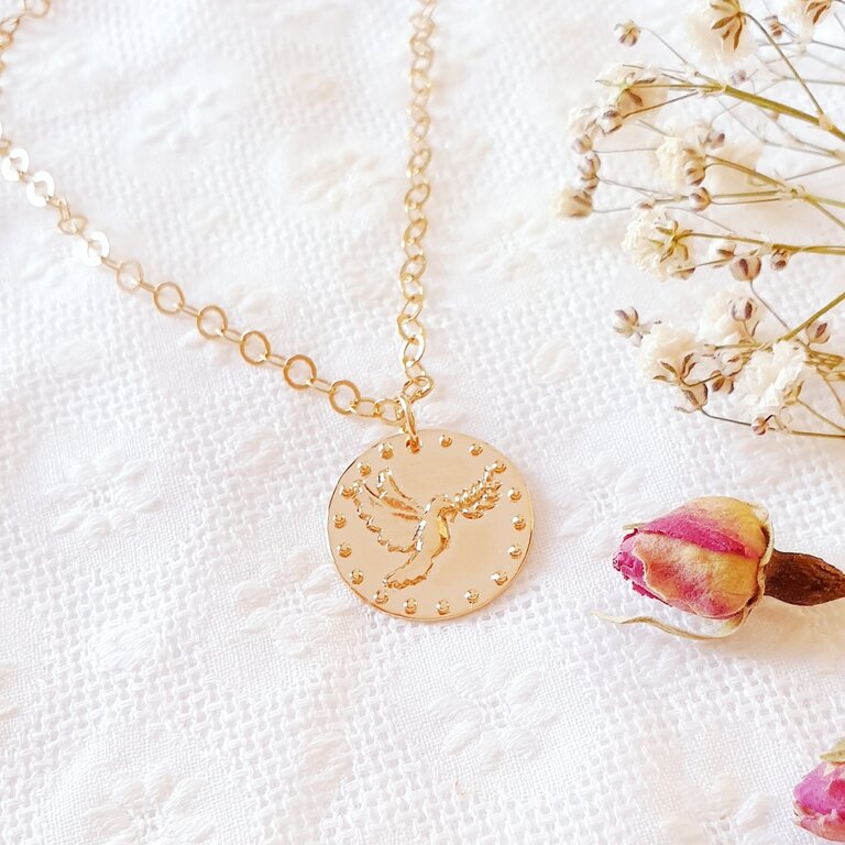 Collier Cacharel Paris - Pendentif Colombe Argenté, Longueur 30.5 Cm, Occasion Très Bon état