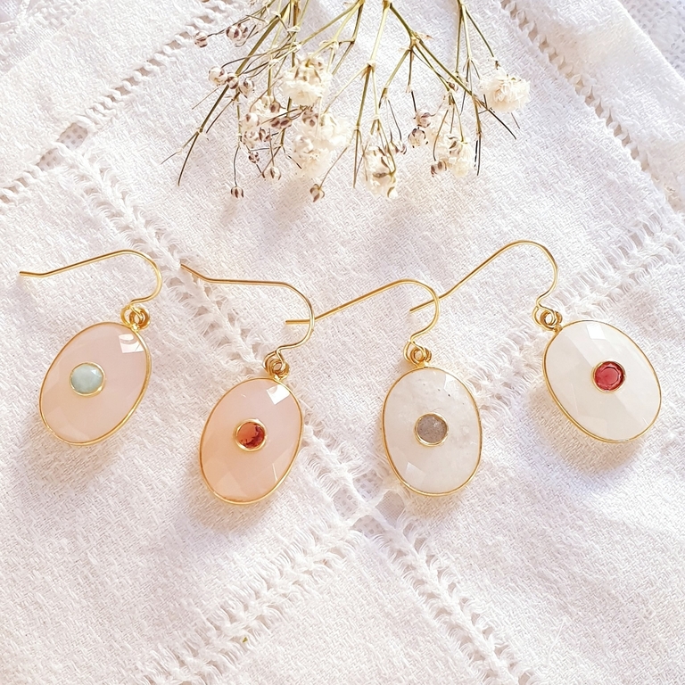 Boucles d'oreilles en cristal et quartz - France