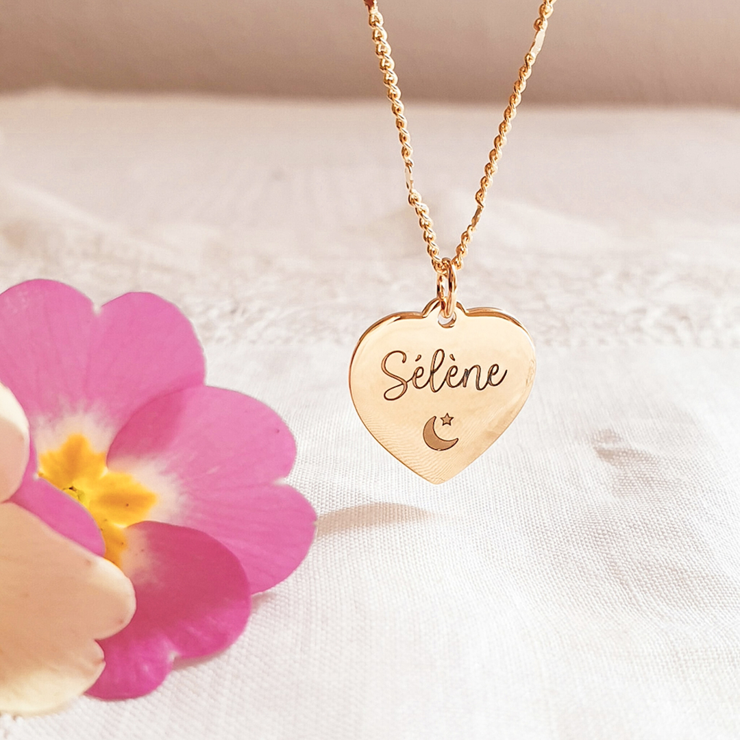Pendentif Coeur, Or jaune 750 et diamant - Emanessence