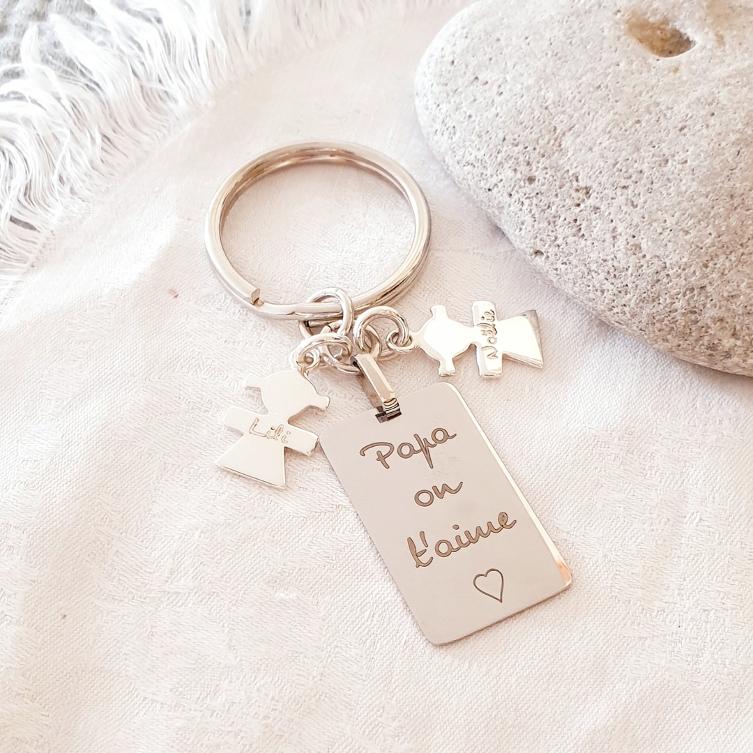 Porte-clés Personnalisé avec Date Photo et Texte Porte-clés Gravé Amour  Cadeau pour Homme Femme Couple Famille