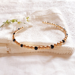 bracelet jonc plaque or noir perles