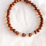 cadeau homme personnalise bracelet perles bois et cubes argent