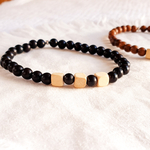 bracelet homme personnalise perles bois initiales camaille