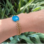 bracelet pierre naturelle plaque or exotique