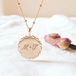 collier initiales amoureux plaque or