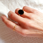 bague ovale noir personnalisable
