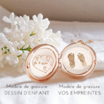 bijou medaillon qui souvre empreinte bebe