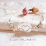 bracelet argent personnalise epis et coeur feuille