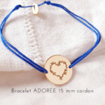 bracelet cordon femme personnalise coeur feuille