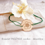 bracelet cordon fleur de naissance decembre rose noel