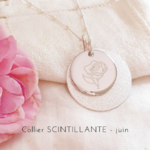 collier fleur de naissance rose juin