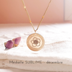pendentif fleur de naissance decembre rose noel