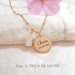 collier croix nacre bapteme communion