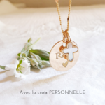 collier croix bapteme communion personnalise