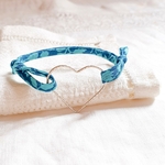 bracelet coeur argent lien tissu liberty