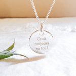 pendentif personnalise argent message crois en toi