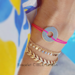bracelet cible cordon rose femme