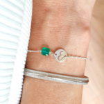 bracelet initiale et pierre de naissance argent