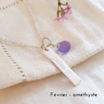collier prenom pierre naissance amethyste