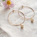 boucles creoles perle nacre blanc
