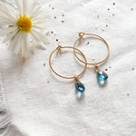 boucle oreille pierre topaze bleu