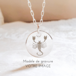 collier homme personnalise scorpion grave