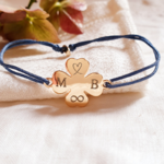 bracelet trefle personnalise lettre initiale