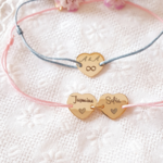 bracelet cordon femme medaille coeur a personnaliser